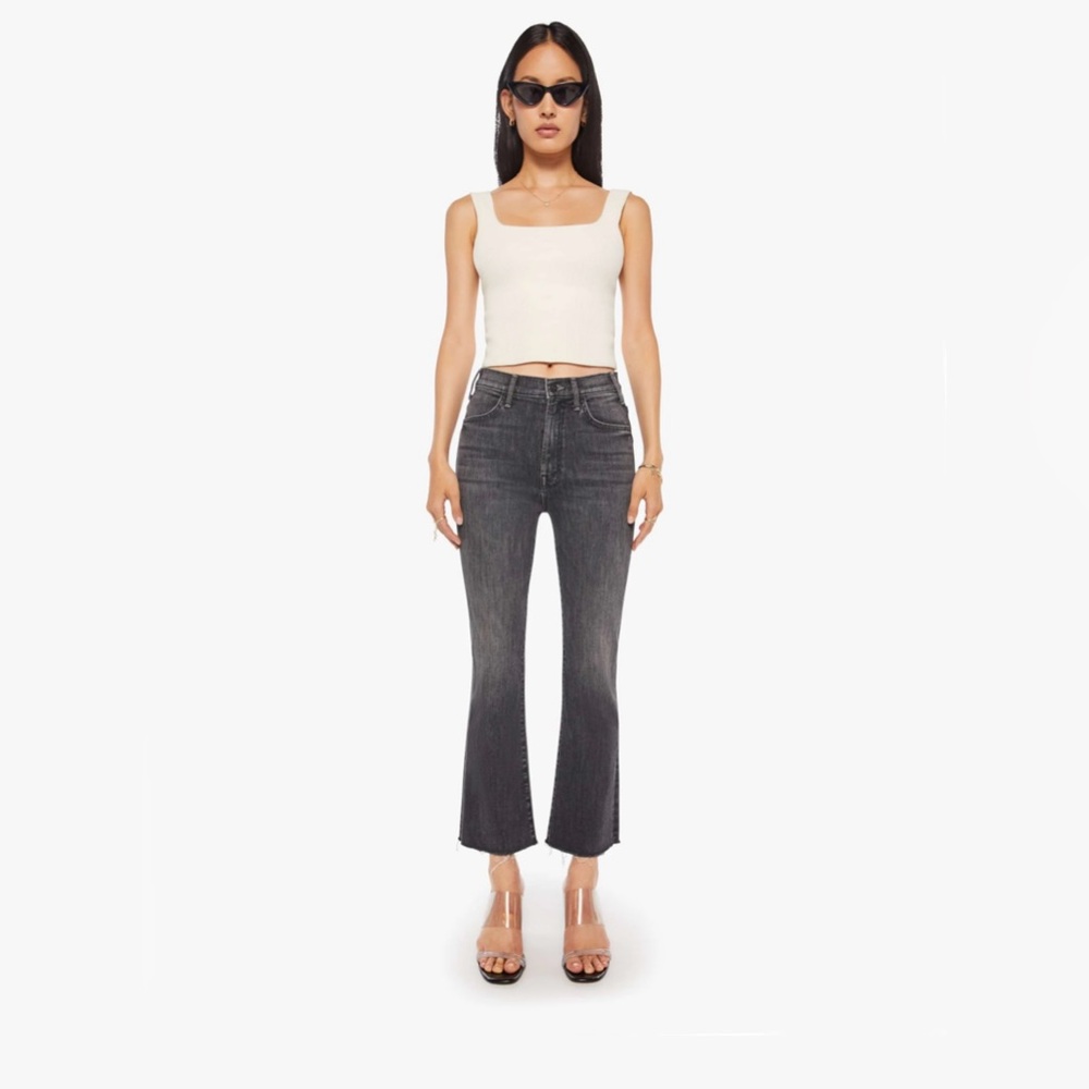 authentic MOTHER denim The Hustler Ankle Fray Jeans size 27 Faded Black
